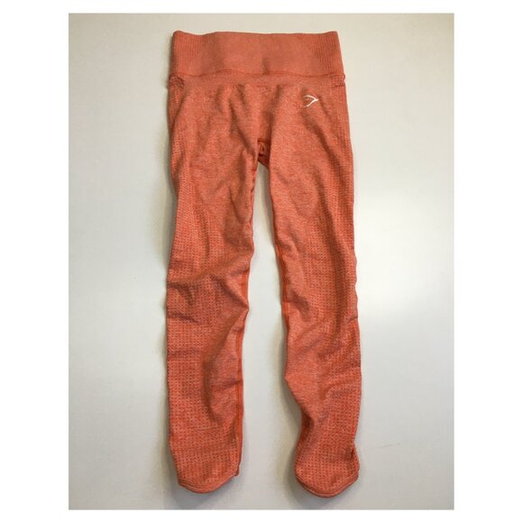 GYMSHARK Orange Zip Pocket Ruching Butt Enhancer Stretch Activewear Legging - Picture 1 of 14